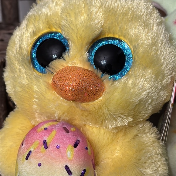 NWT TY Beanie Babies Yellow Chick and Green Bunny Plush Set MARIGOLD AND FERN - Picture 2 of 13